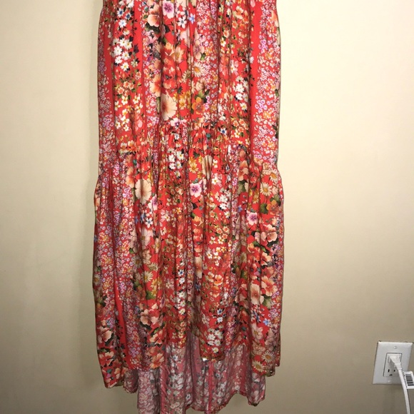 Black Coral Floral Sexy Back Maxi Dress - Picture 5 of 14